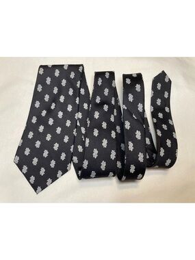 Dior Black Tie with Silver Crest Motif